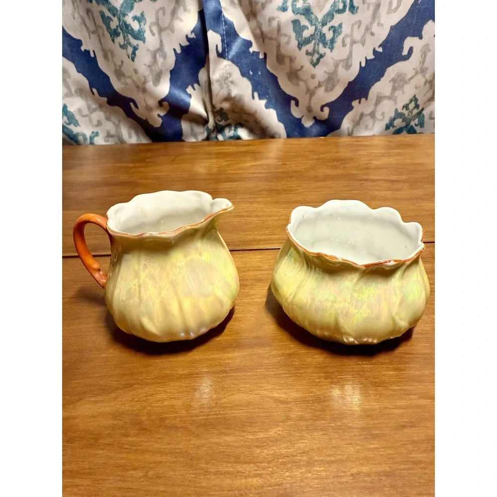 P.A.L.T. Czecho-Slovakia Porcelain Creamer Sugar Lusterware PALT Czaechoslavakia